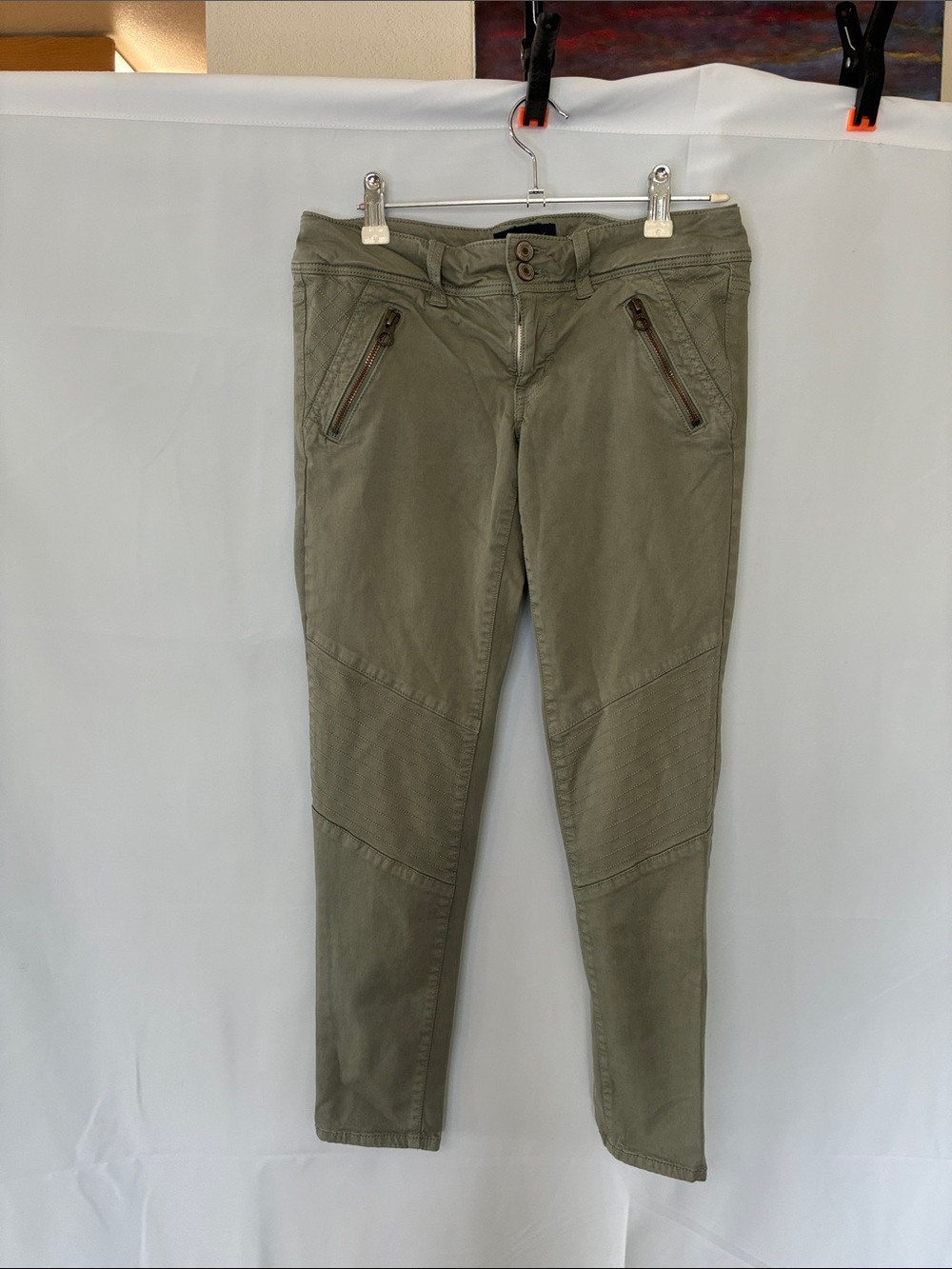 American Eagle Outfitters Olive Green Skinny Moto Jeans